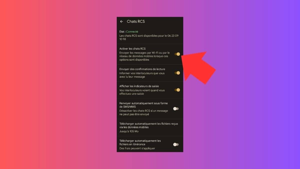 Activer chats RCS dans Google Messages