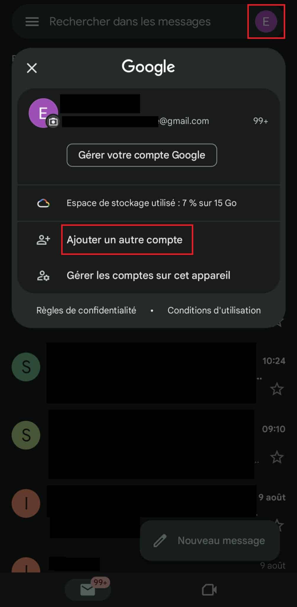 Ajouter un compte Gmail smartphone