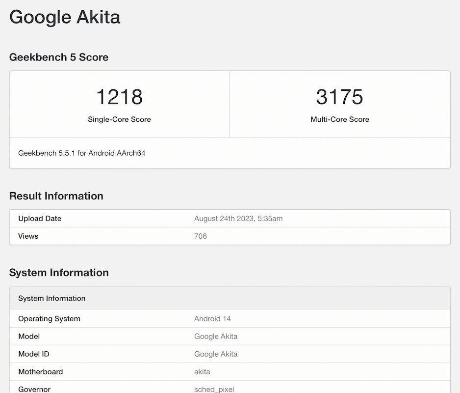 Google Pixel 8a benchmark