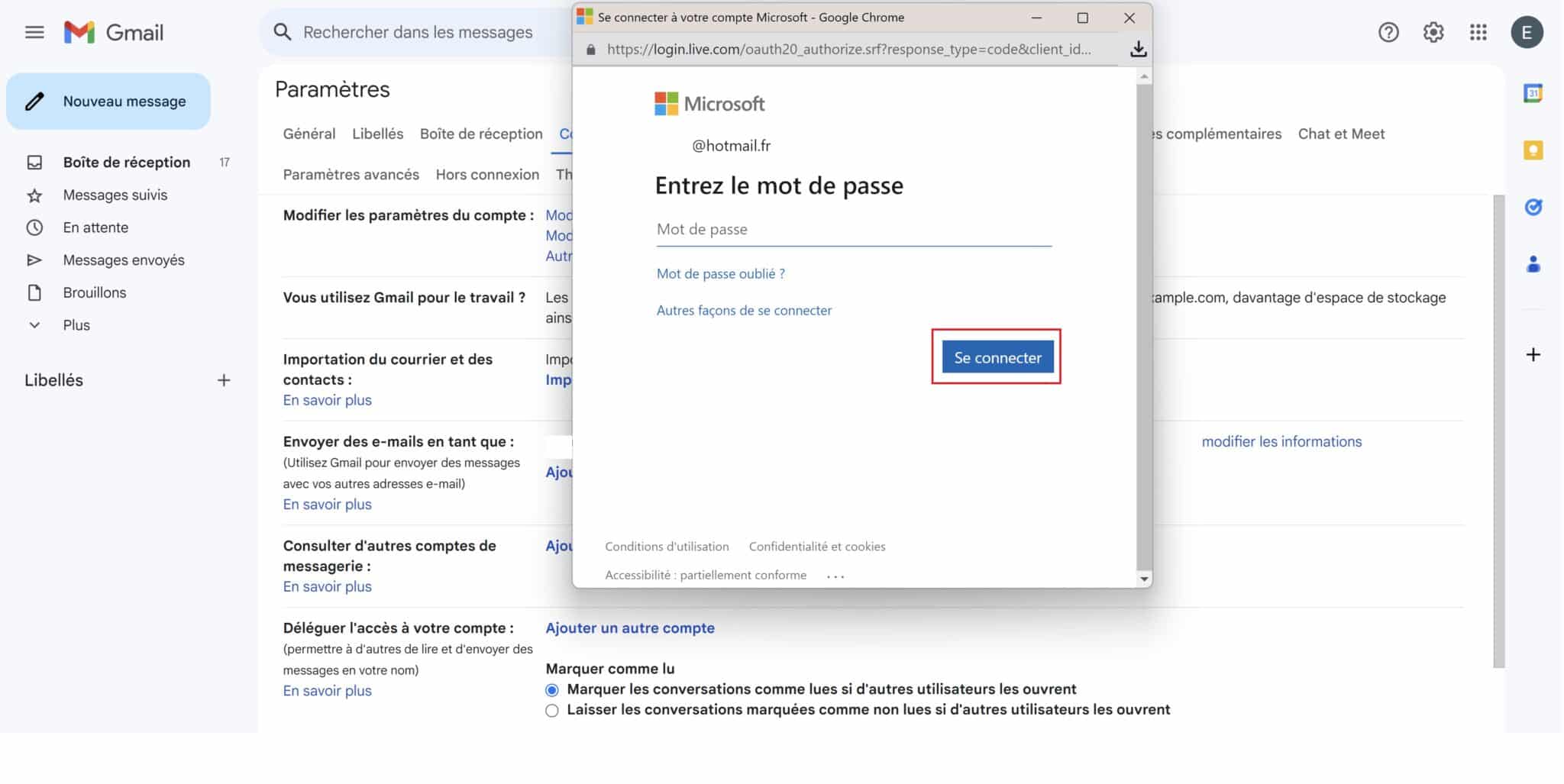 Connexion autre adresse mail