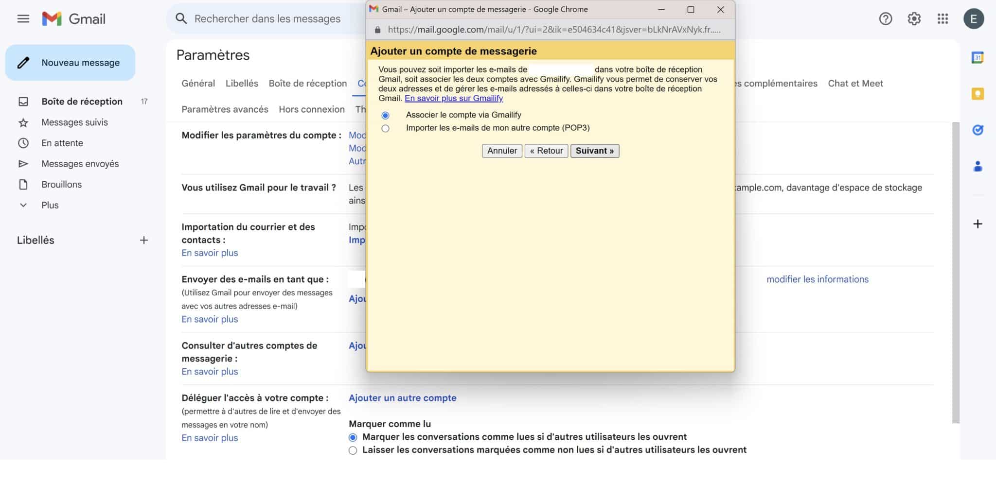 Associer compte Gmailify Gmail