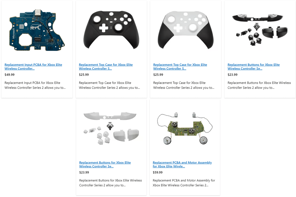 Microsoft pièces détachées manettes Xbox