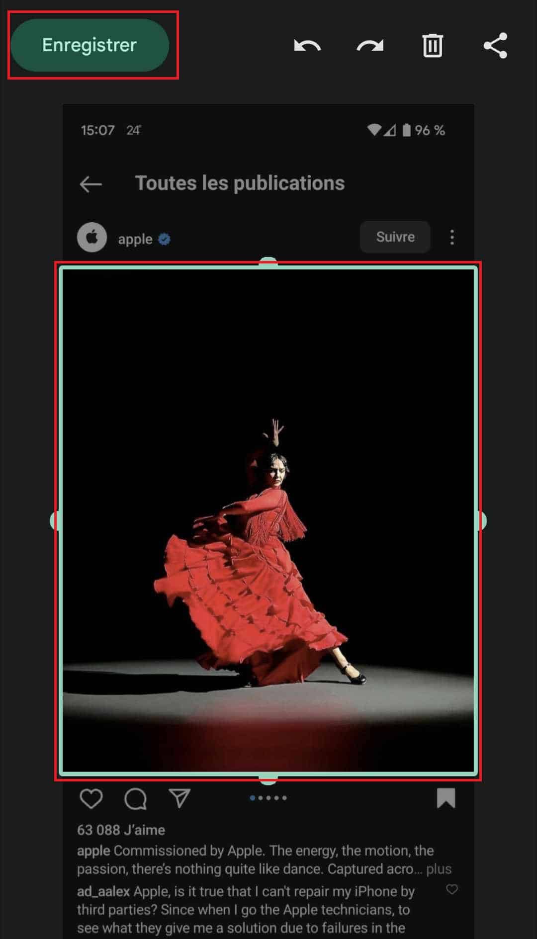 Capture d'écran image Instagram