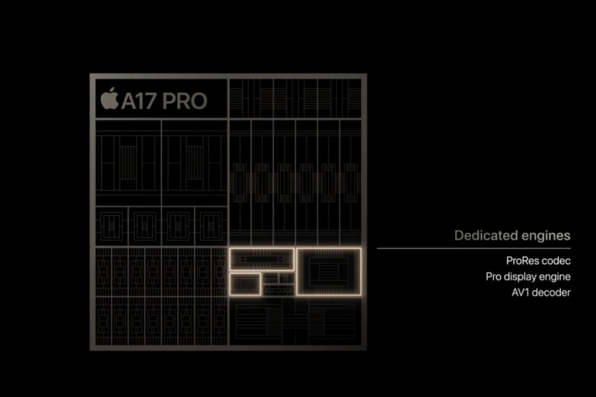 L'A17 Pro gère nativement le décodage de l'AV1 pour économiser de l'énergie.