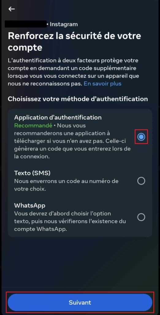 Méthodes d'authentification Instagram