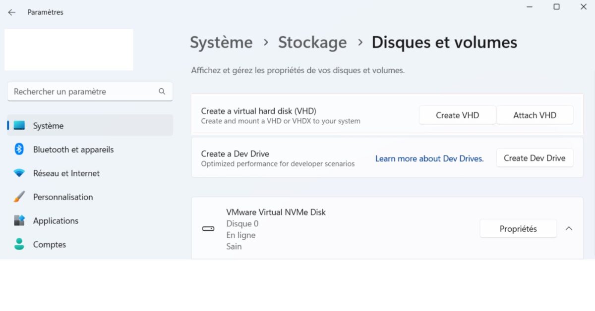 Disques virtuels Windows 11 23H2