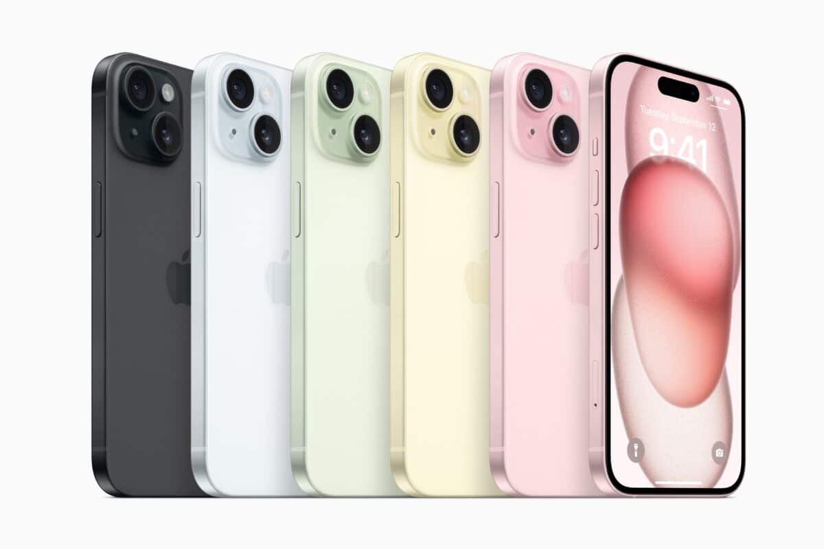 Les iPhone 15 sont déclinés en cinq finitions.