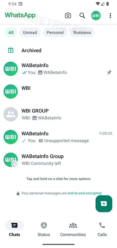 Nouvelle interface WhatsApp