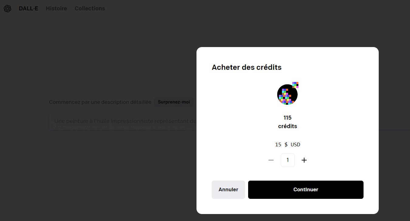 Acheter crédits Dall-E