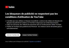 Interdiction bloqueur de pub YouTube