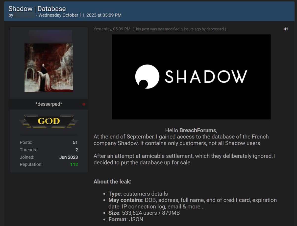 Shadow database