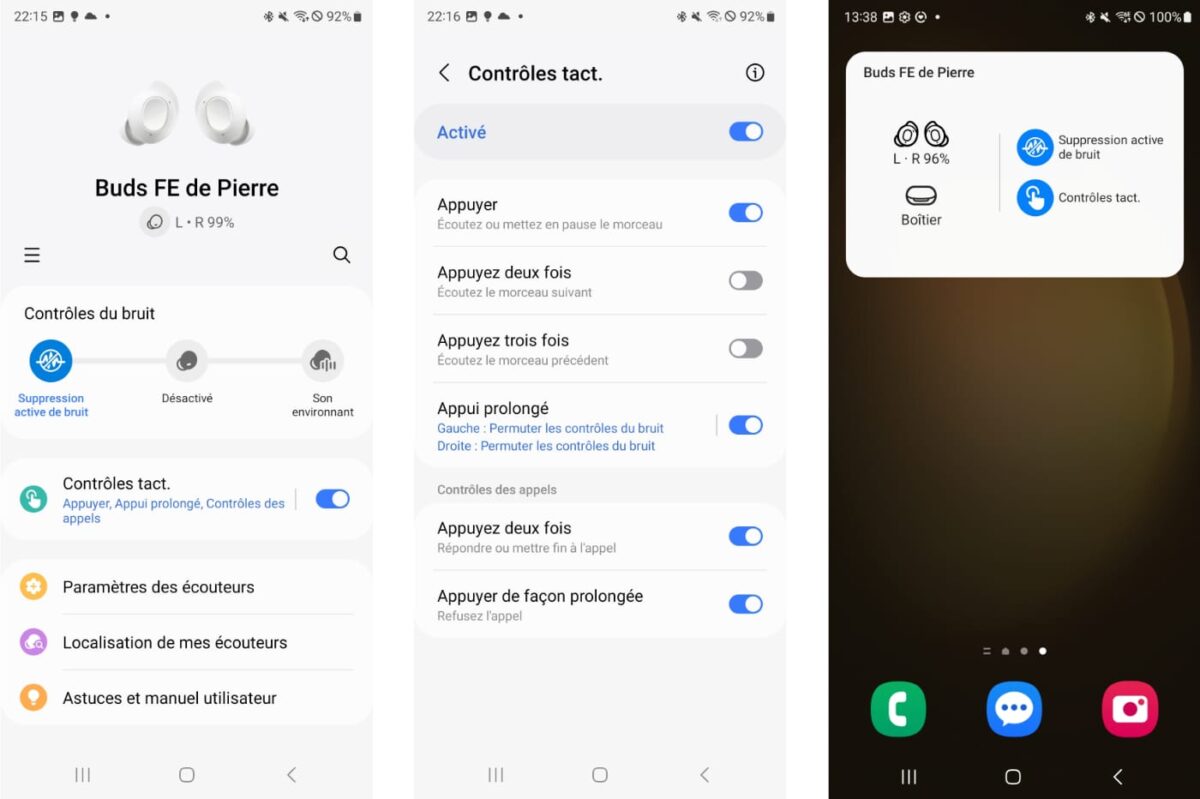 L'interface de l'application Galaxy Wearable.