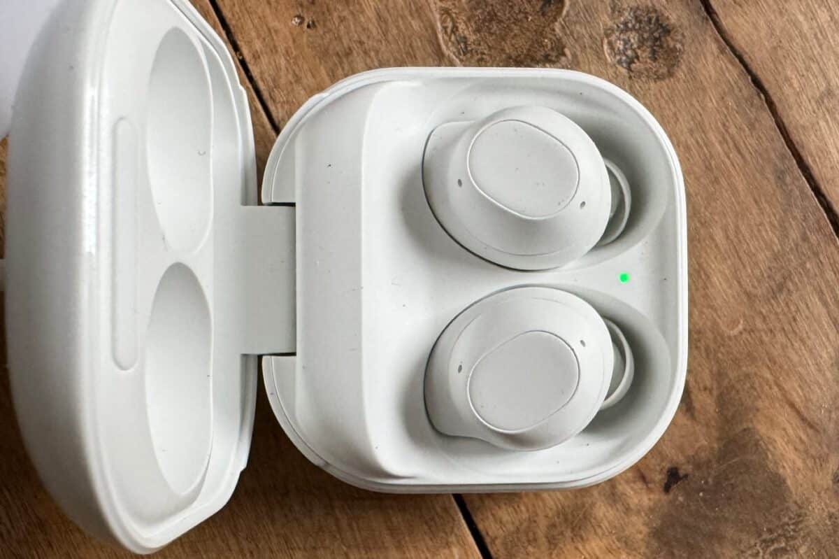 Les Galaxy Buds FE dans leur boîtier.