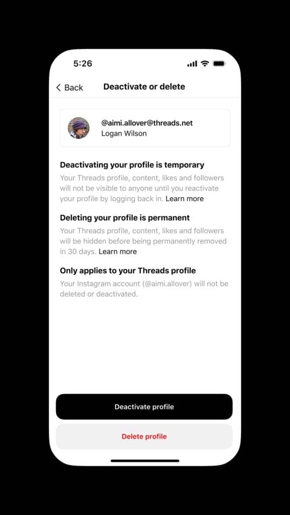 Threads Instagram compte