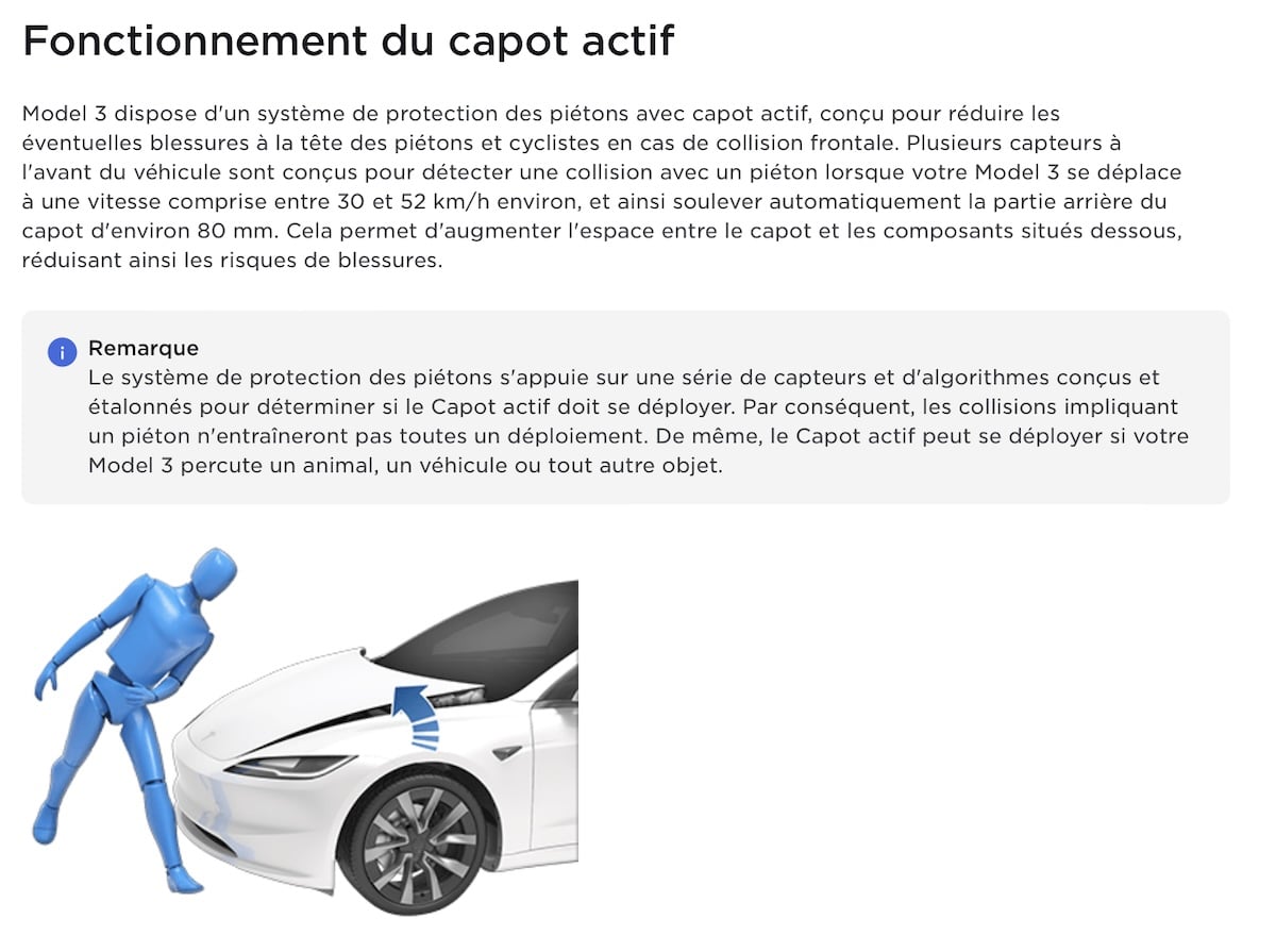 Le Capot actif fait son arrivée sur la Tesla Model 3