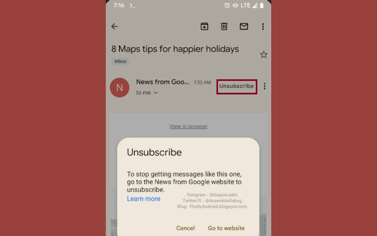 gmail android e-mails publicitaires spam