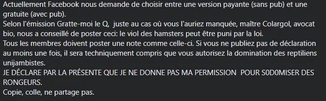 « Je n'ai rien signé avec Meta » parodie