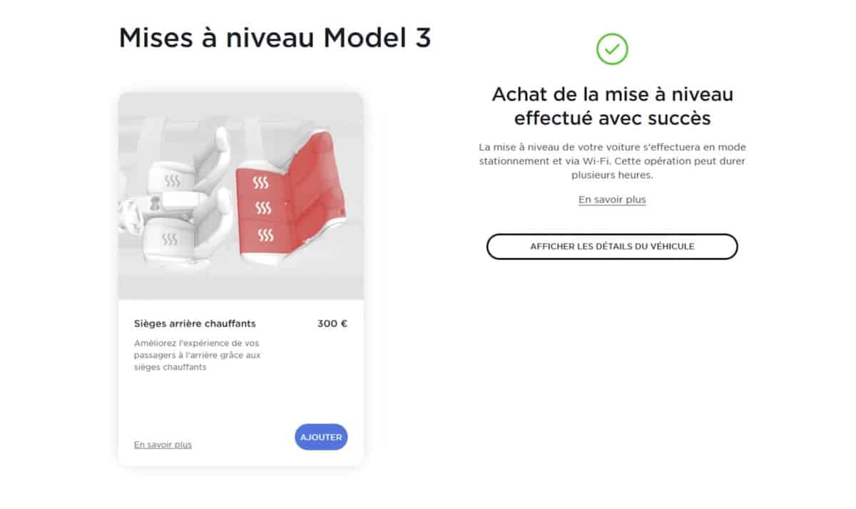 Sièges chauffants payants Tesla