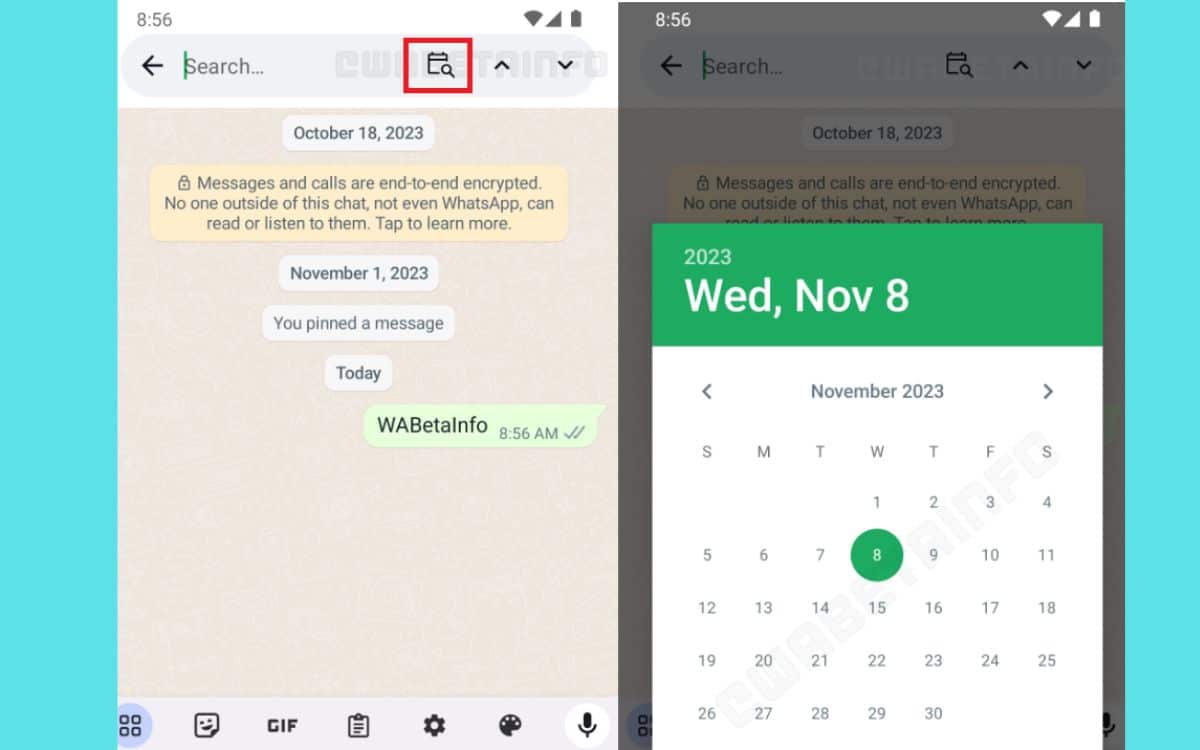 whatsapp recherche message date