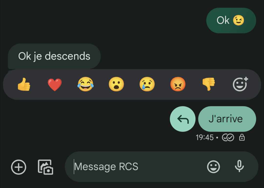 Réactions emojis RCS