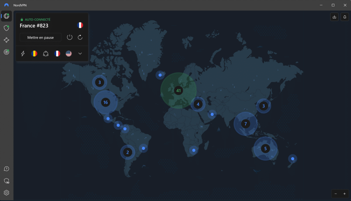 Pays et serveurs NordVPN