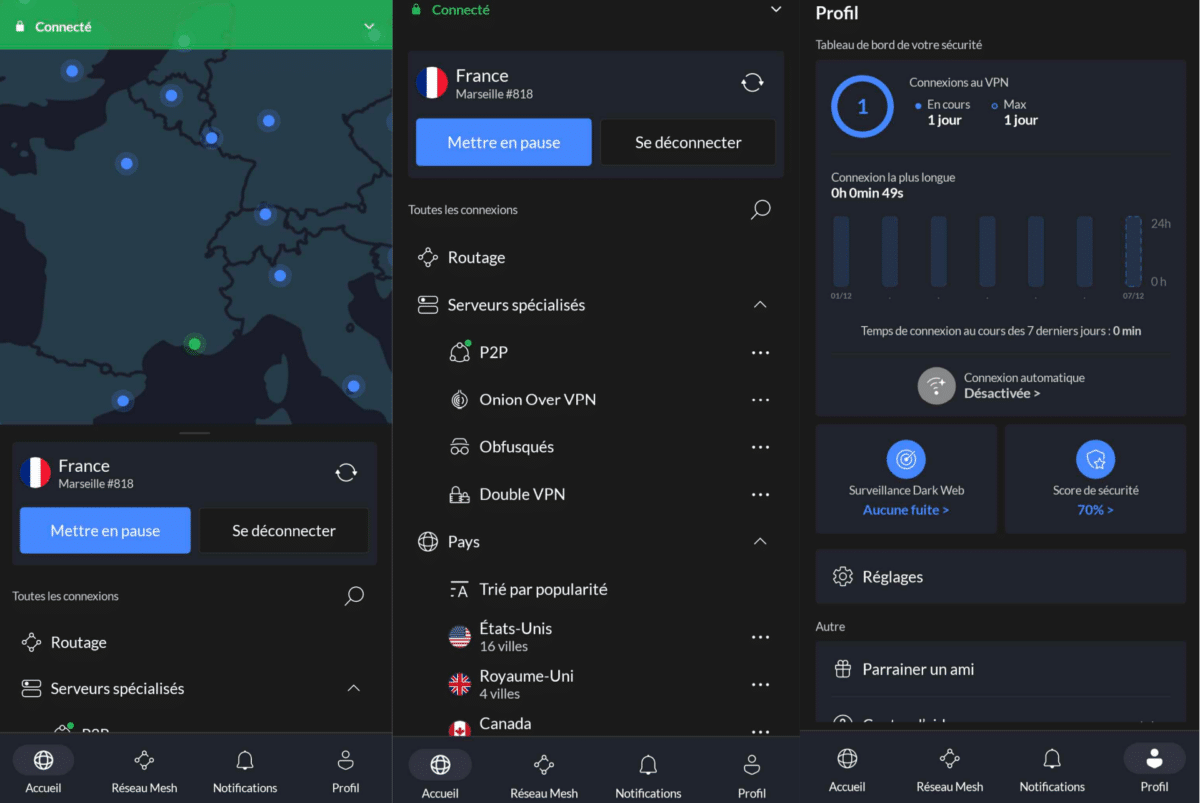 NordVPN sur smartphone Android