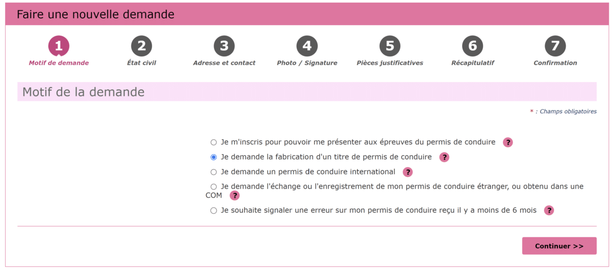 Faire une nouvelle demande de permis de conduire ANTS