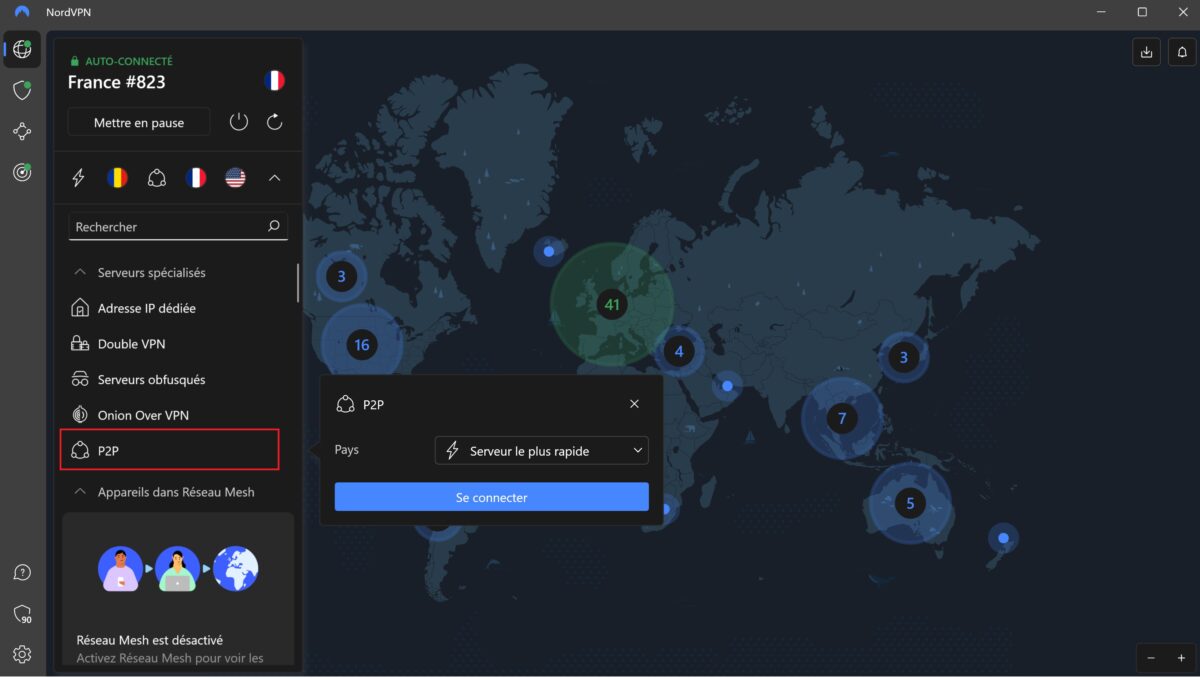 Serveur P2P NordVPN