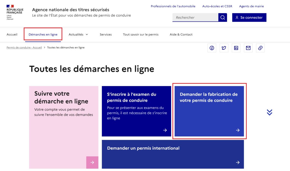 Demander la fabrication du permis de conduire ANTS