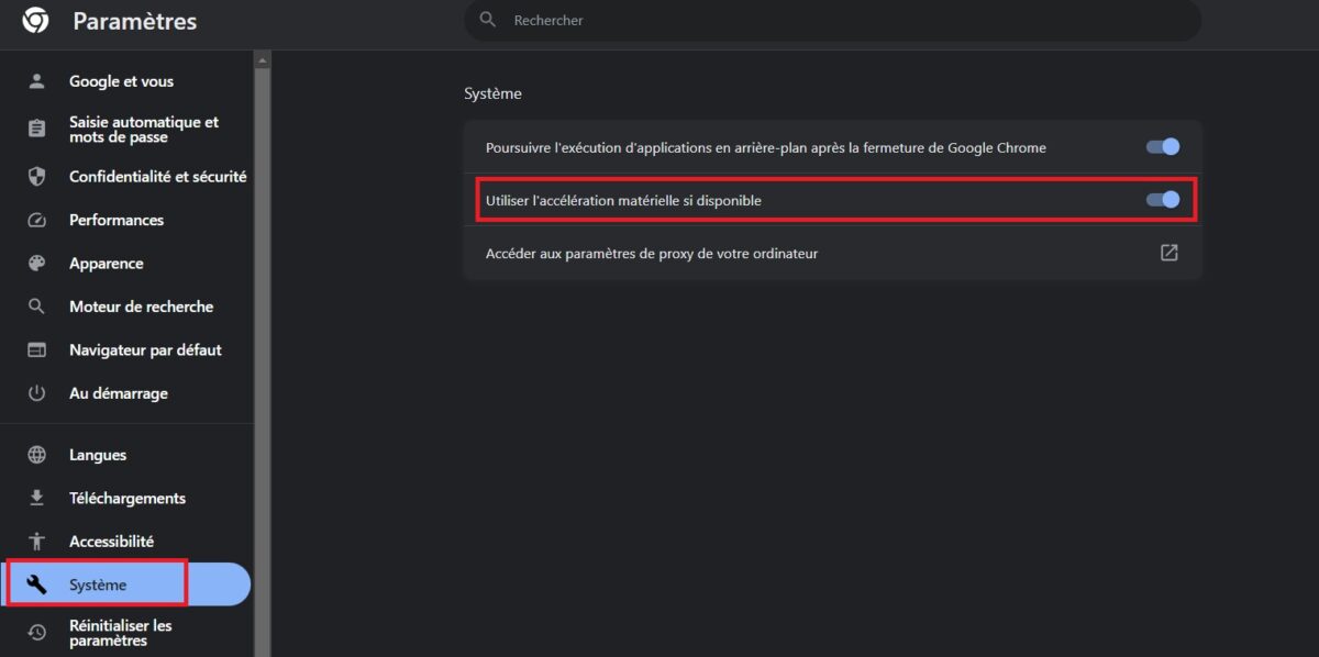 google chrome accélération matérielle 