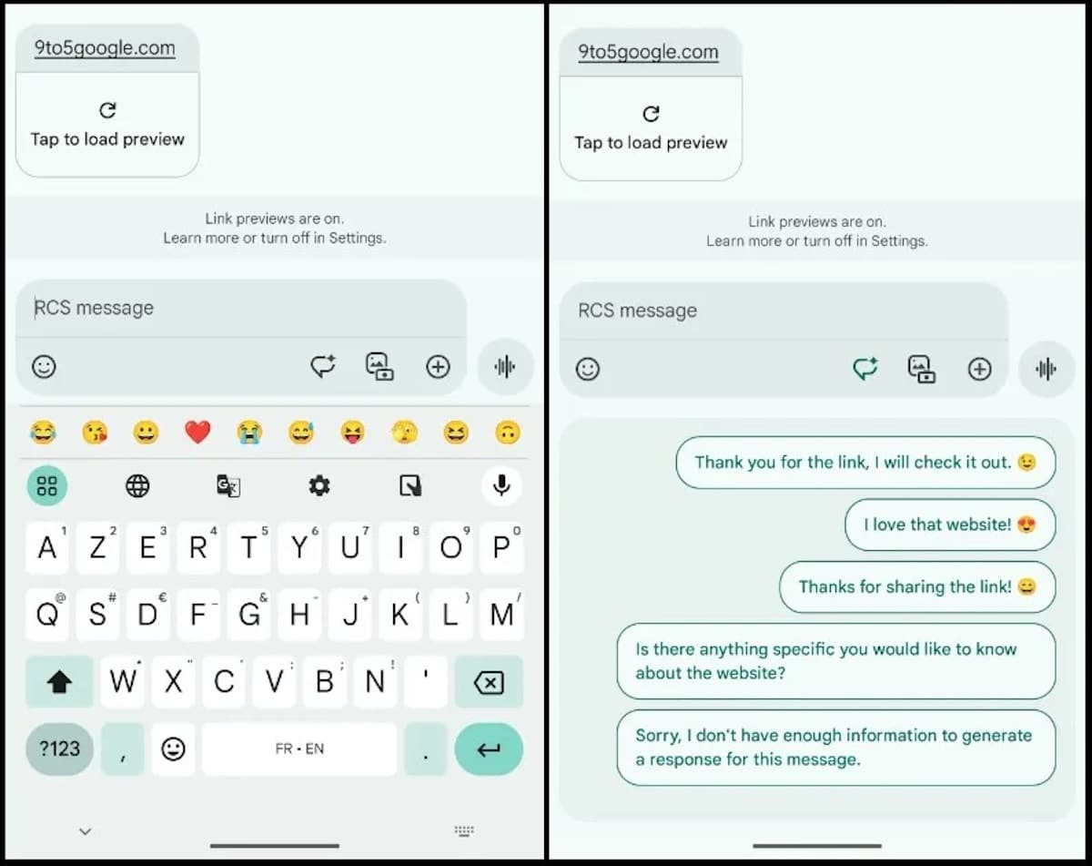 Le nouveau design de Google Messages