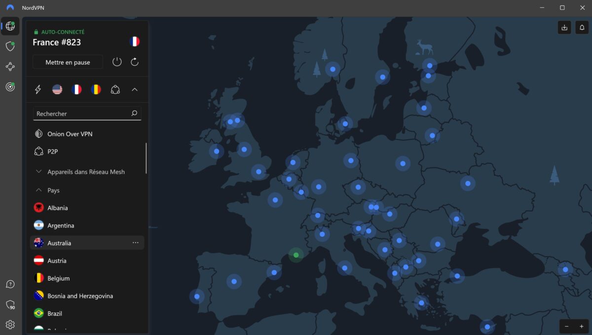 Interface NordVPN