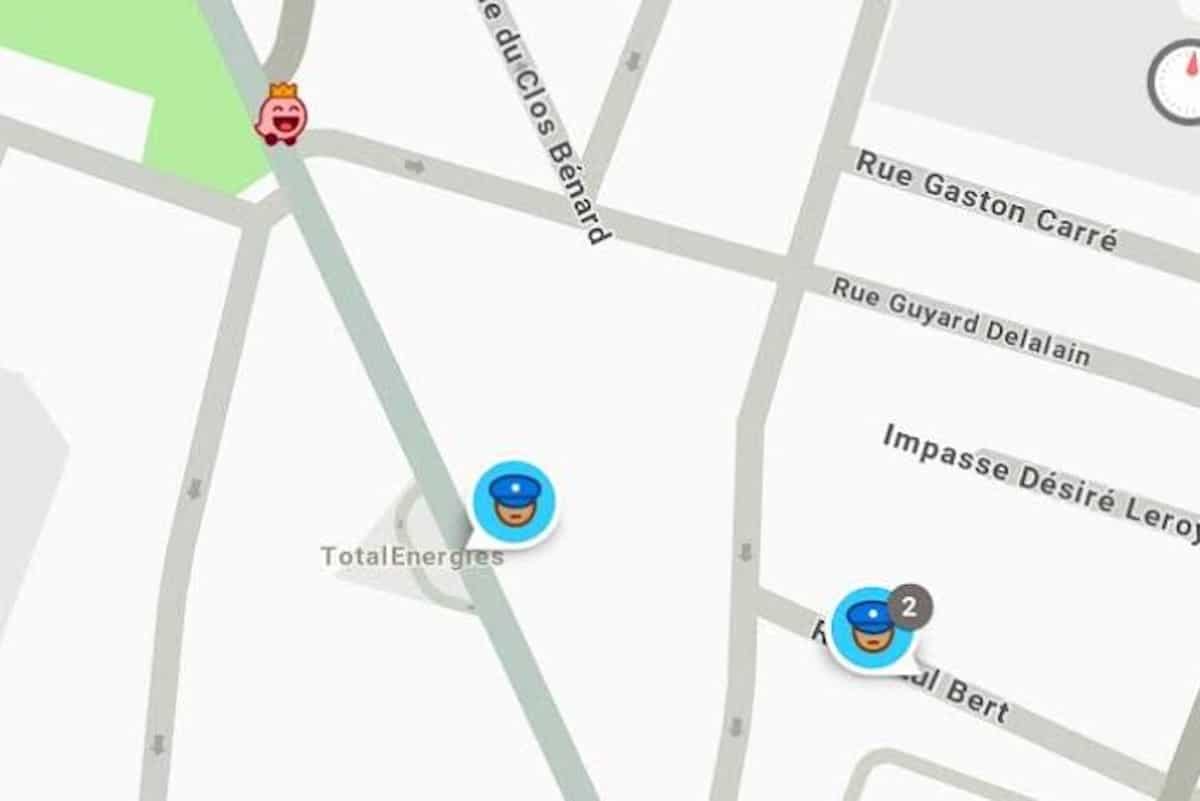 Un signalement de police sur Waze