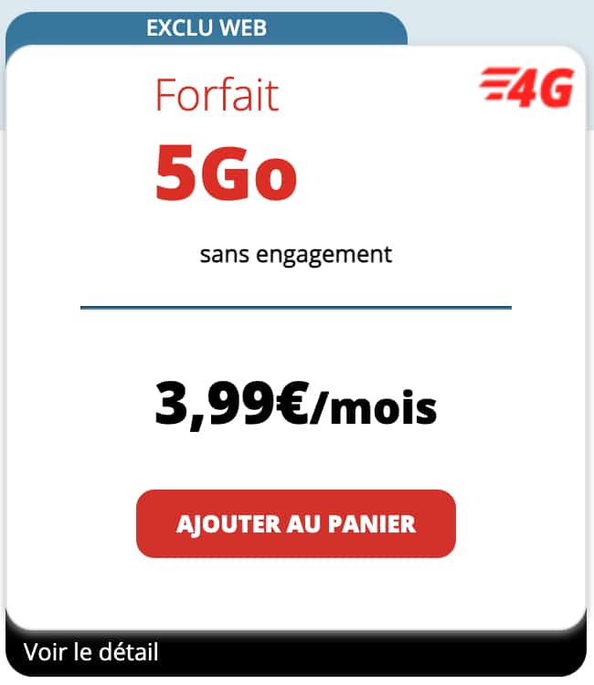 Auchan Telecom 5 Go à 3,99 € / mois