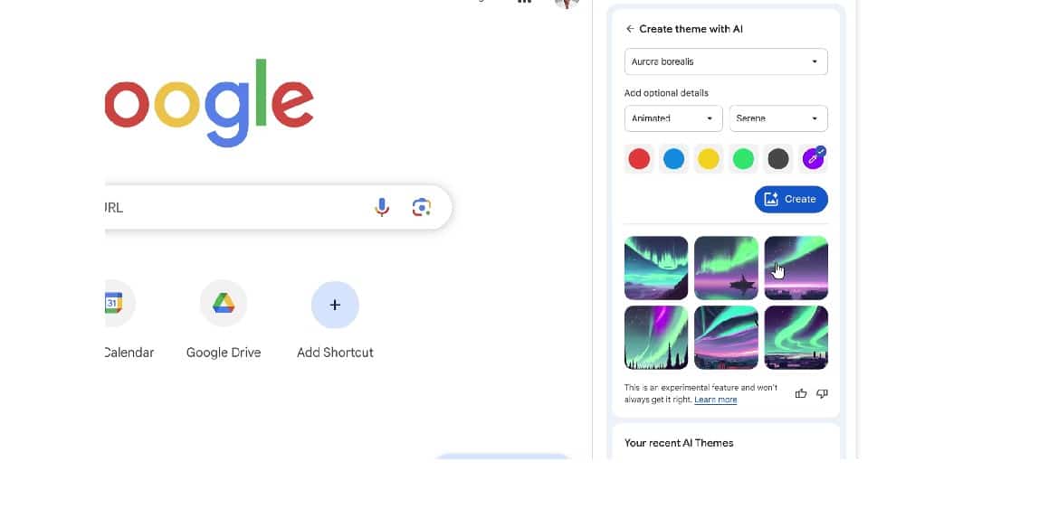 google chrome thèmes IA