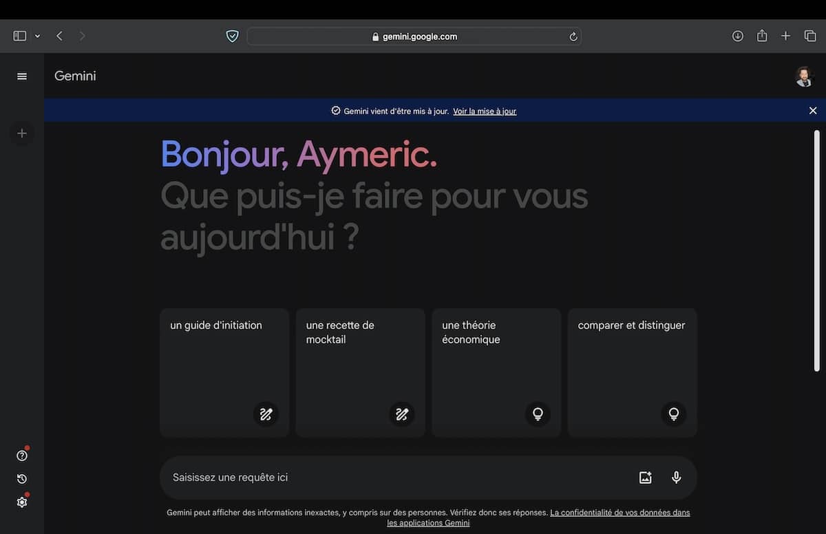 Interface de Gemini