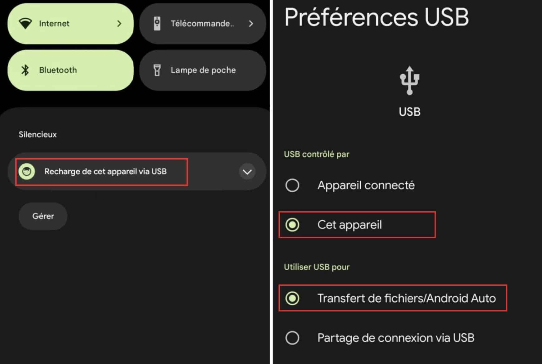 Préférences USB Headunit