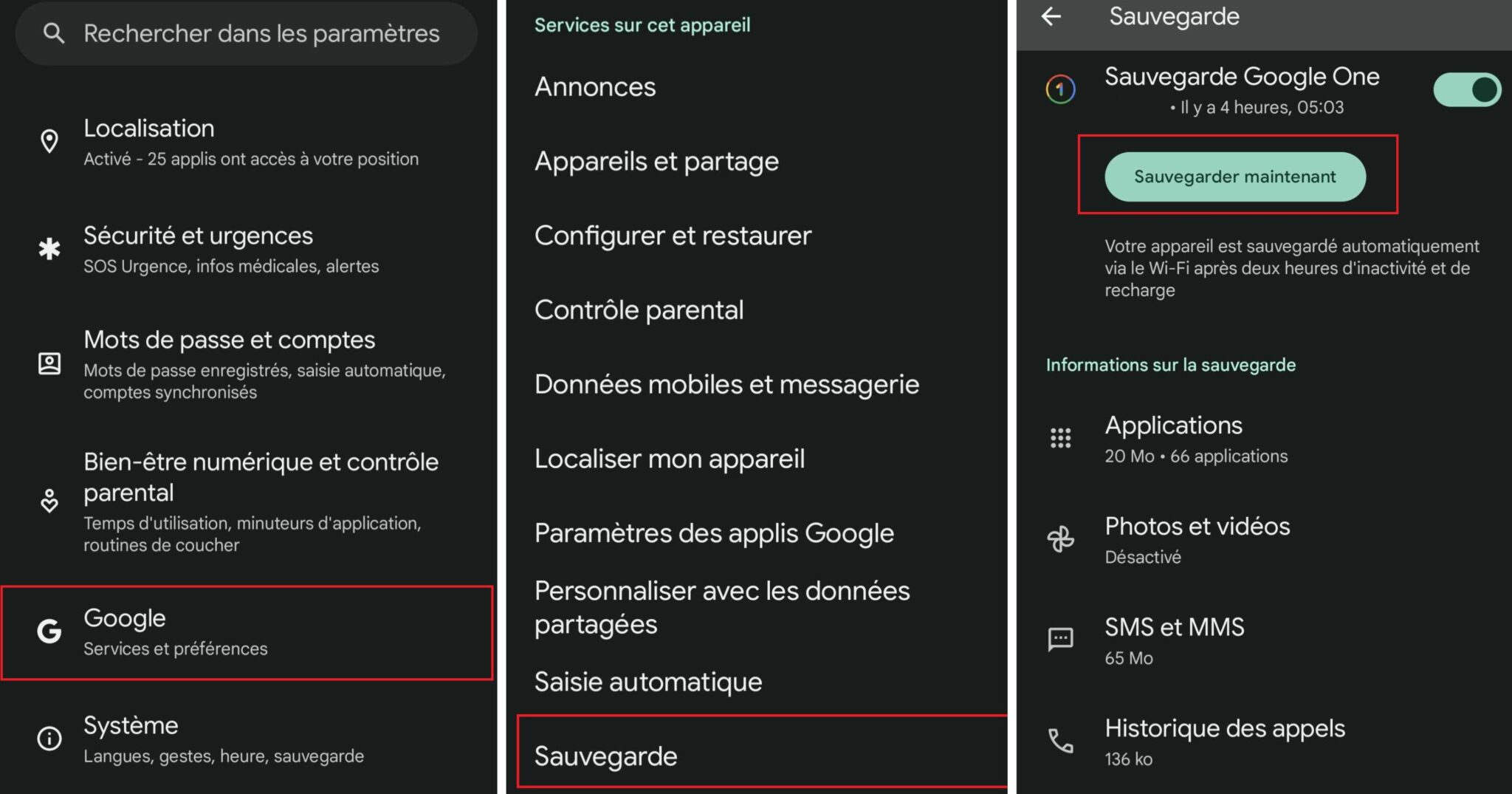 Sauvegarder SMS via cloud Android