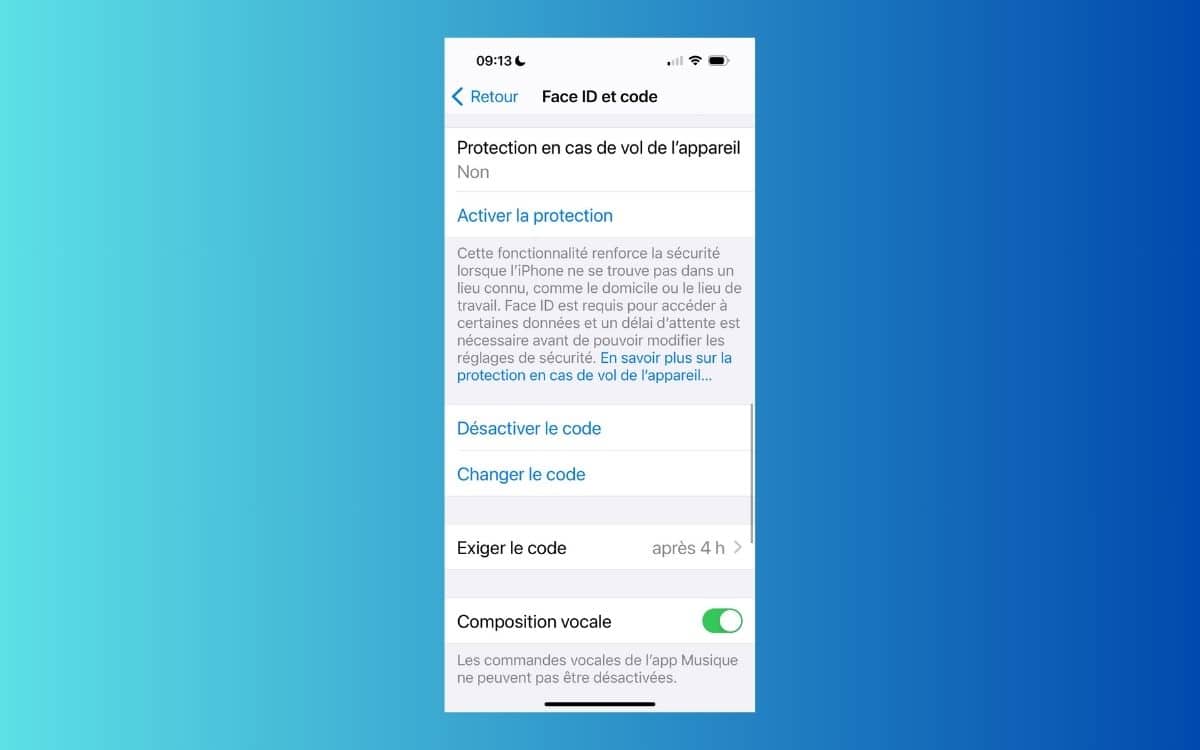 L'option de protection contre le vol iPhone