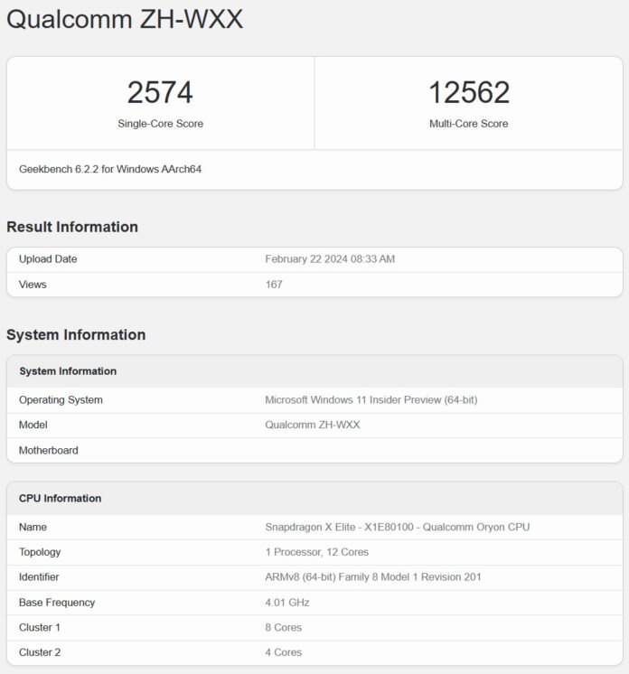 Snapdragon X Elite benchmark Apple M3 MacBook Qualcomm Windows 11 Microsoft score monocoeur multicoeur