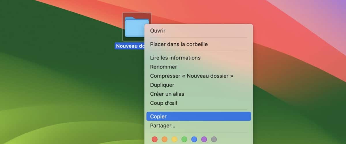 Copier élément souris macOS