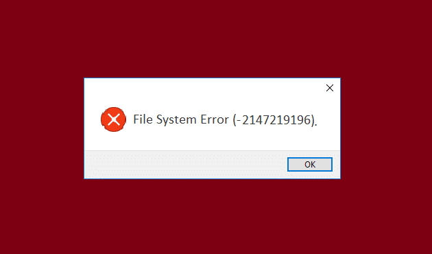  File System Error (-2147219196) 