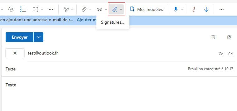 modifier signature outlook windows