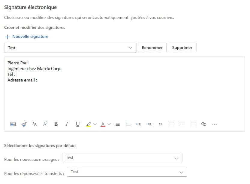 modifier signature outlook PC