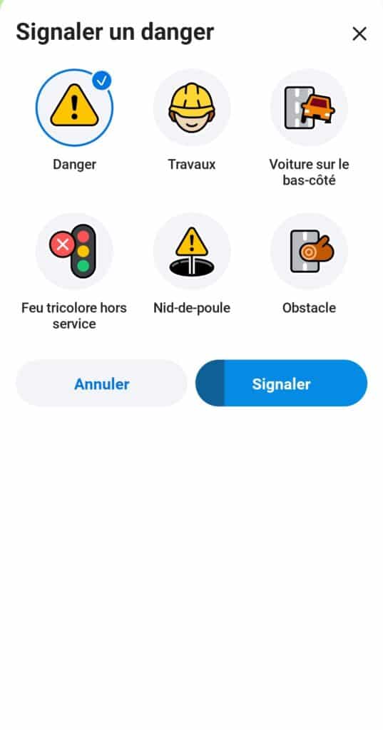 Waze signalement icônes