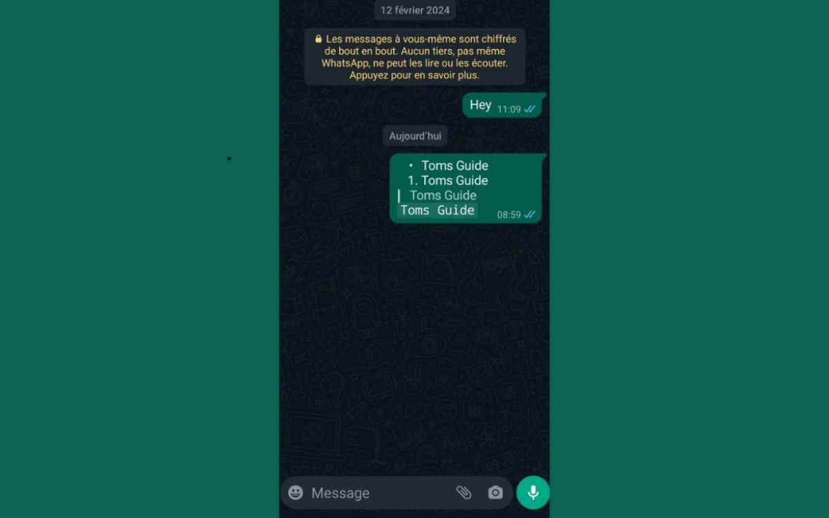 whatsapp formatage texte mise en forme