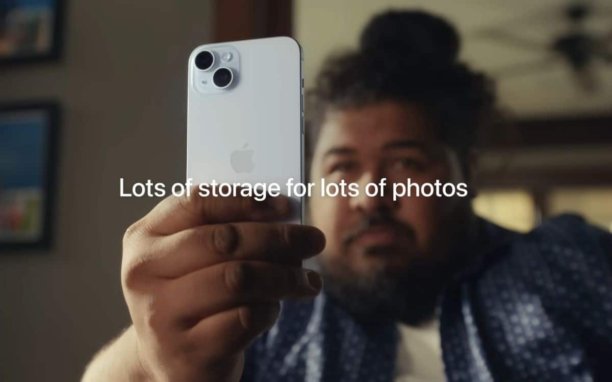 Apple iPhone 15 Publicité pub stockage photos vidéos