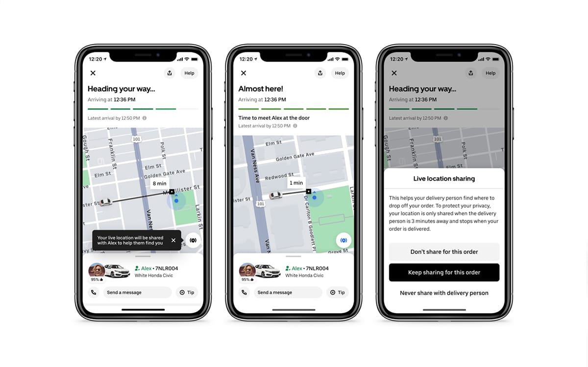 Uber Eats livraison application repas parc extérieur fonctionnalité nouveauté