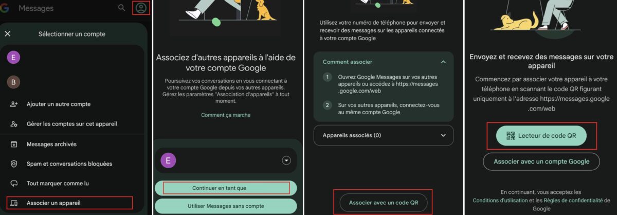 Associer téléphone Google Messages pour le web