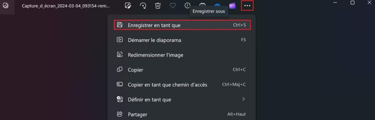 Enregistrer sous image HEIC pour la convertir en JPEG depuis Photos sous Windows